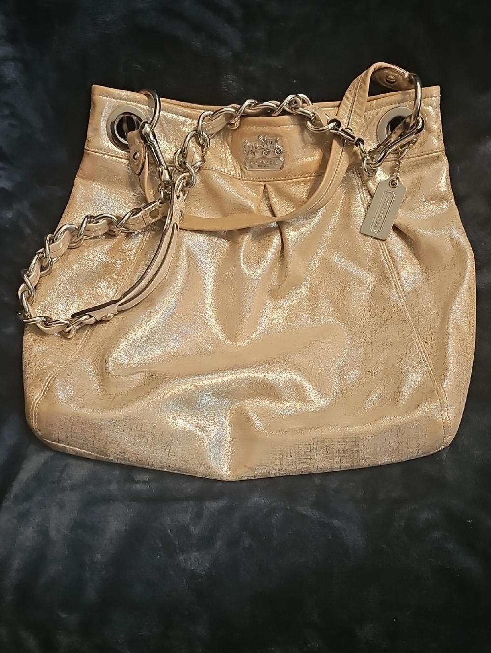 Coach Silvery &Beige Large Bag VGUC